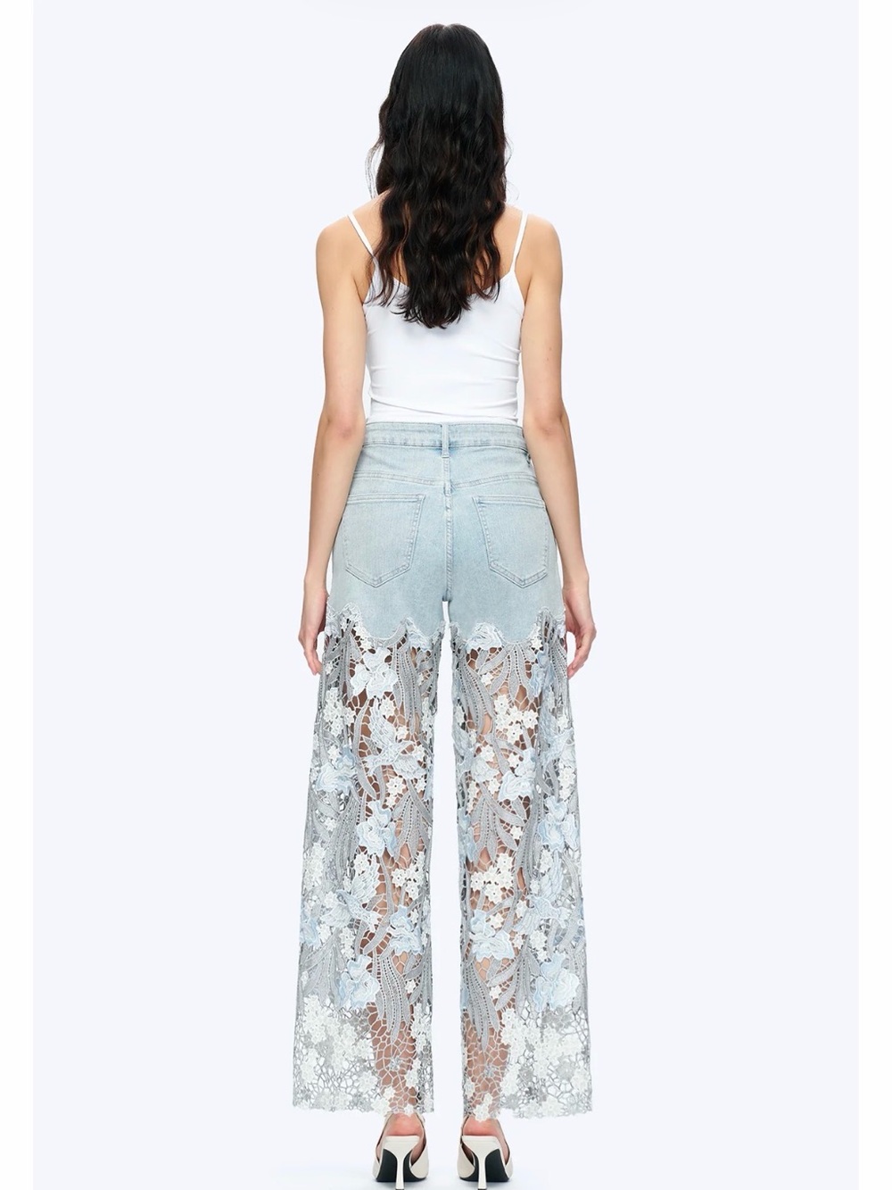 Bayeas Embroidered Lace Wide-Leg Jeans - Picture 2 of 2